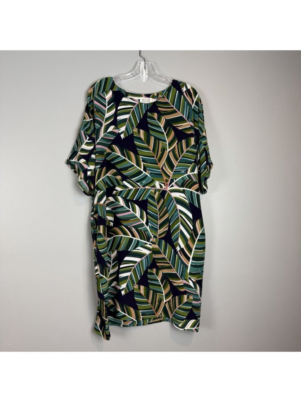 Molly Bracken Shift Dress Womens Size Large‎ Botanical Leaf Print Short Sleeve